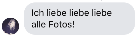 Nachricht eines Paares nach dem Verlobungsshooting: Ich liebe liebe liebe alle Fotos