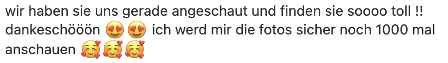 Nachricht eines Paares, das sich für die Fotos vom Verlobungsshooting bedankt